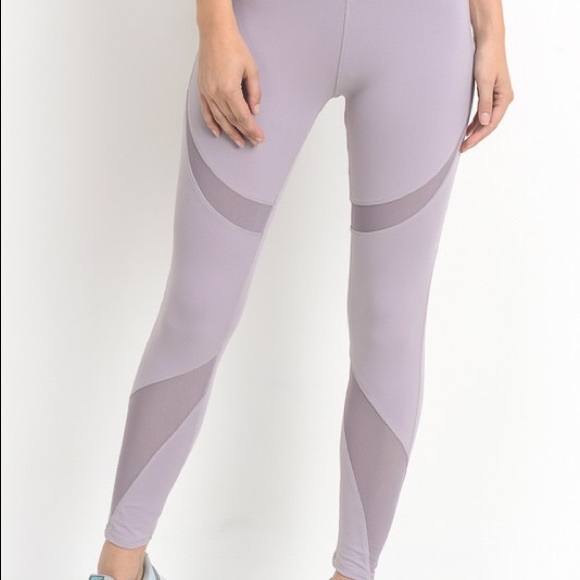 SOLD Lavender Mesh Workout Leggings - Picture 4 of 7